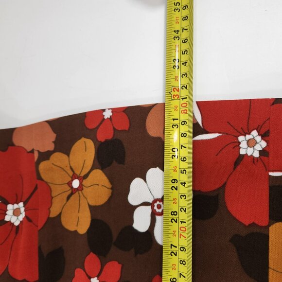 1960s Flower Power Long Sleeved Dress Floral Mod Psychedelic Neck Tie Small - Picture 10 of 10